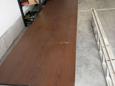 Rectangular Folding Table with Wood Grain Top and Metal Legs
