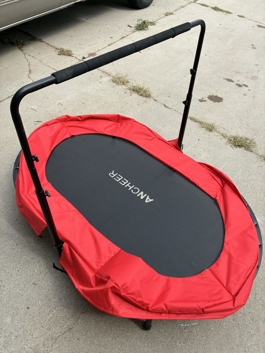 Ancheer Fitness Trampoline with Adjustable Handle Bar - Red/Black