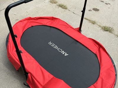 Ancheer Fitness Trampoline with Adjustable Handle Bar - Red/Black