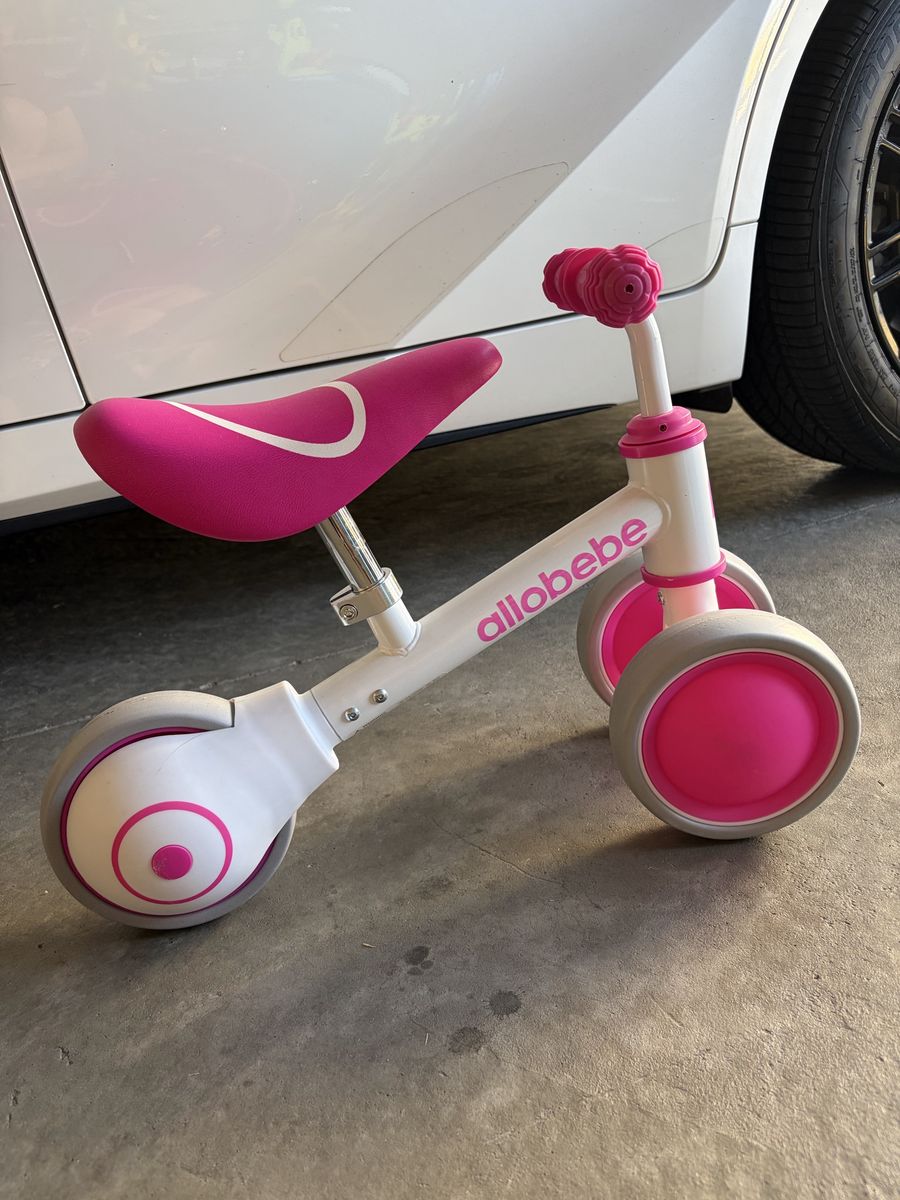 allobebe Baby Balance Bike - Pink & White Toddler Ride-On Toy