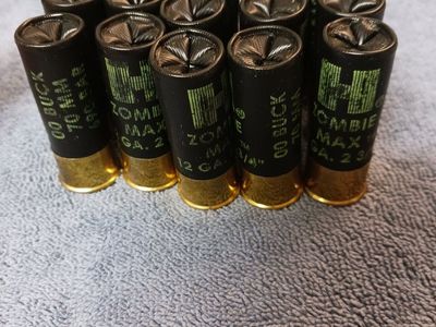 Zombie Max 12GA 2 3/4" 00 Buck Shotgun Shells - 20 Rounds, Unused Ammunition