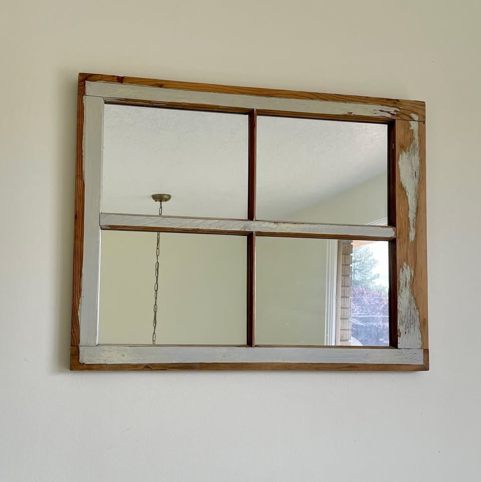 Farmhouse-Style Window Frame Mirror