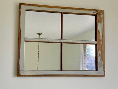 Farmhouse-Style Window Frame Mirror