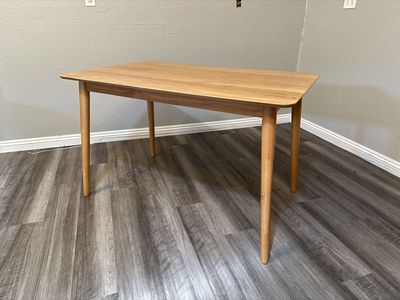 Modern Wood Dining Table - 48" x 28" Rectangular Kitchen Table, Natural Finish