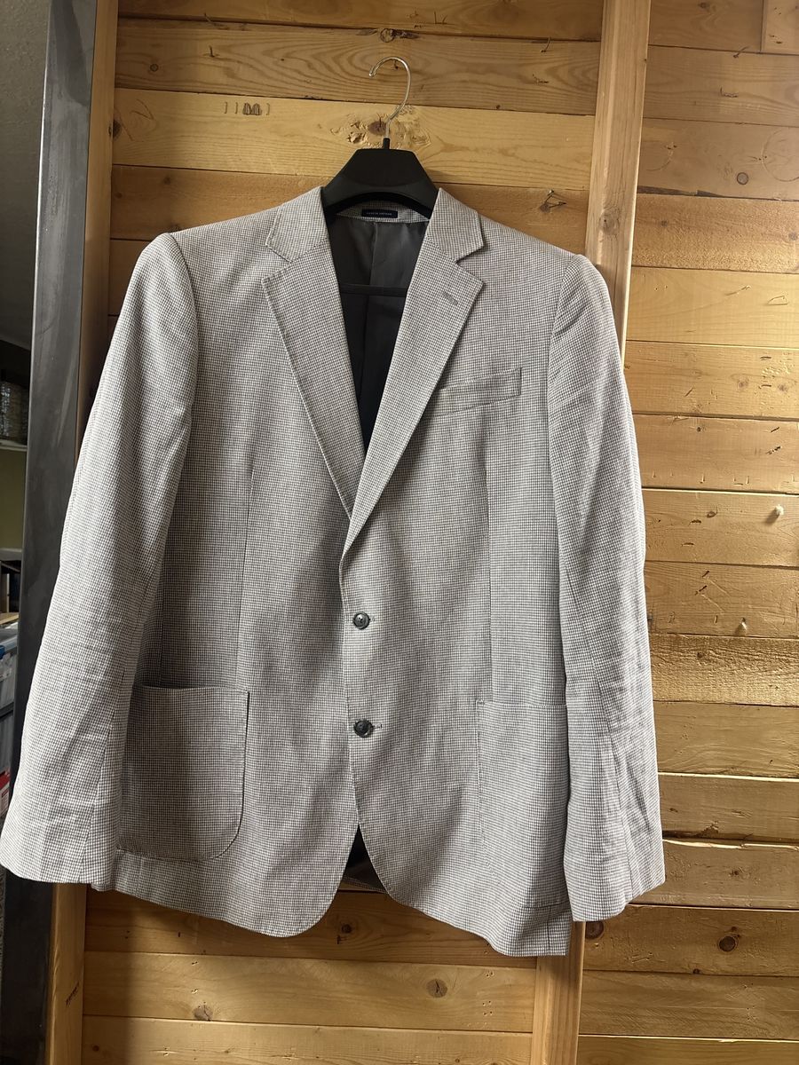 Stafford Tailored Culture Men's Classic Fit Houndstooth Sport Coat Blazer Jacket Gray/White - Size Large