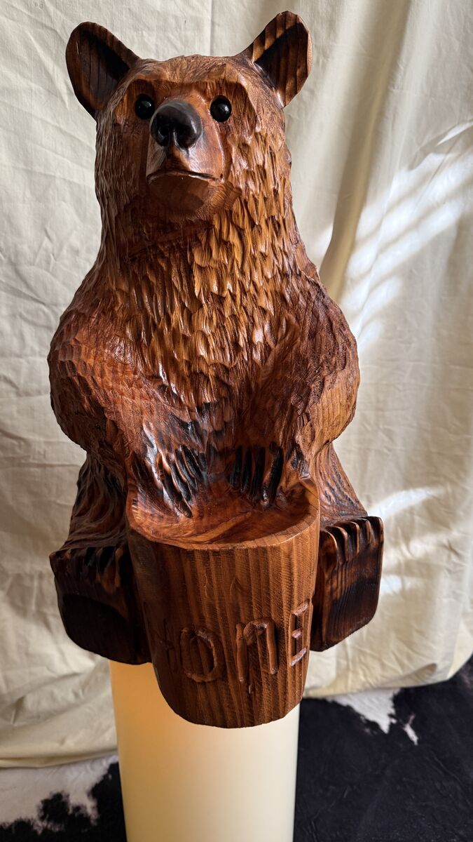Hand carved Cedar Bear