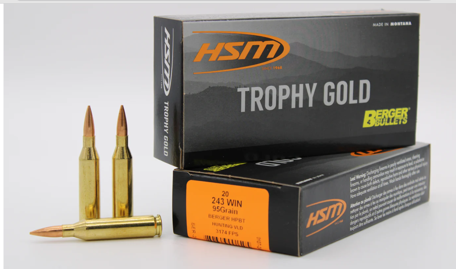 HSM .243 Win 95gr Berger VLD – 54 rounds