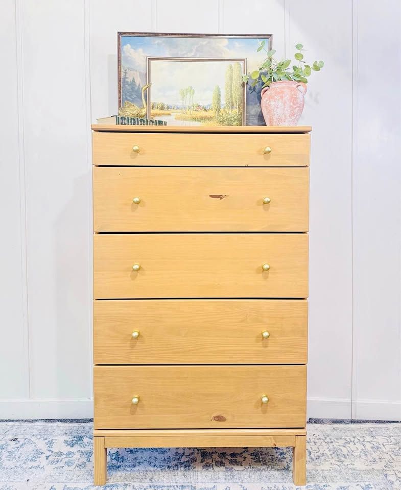 Modern Boho IKEA TARVA 5 Drawer Tall Dresser | TARVA IKEA Dresser Chest | Tall Dresser