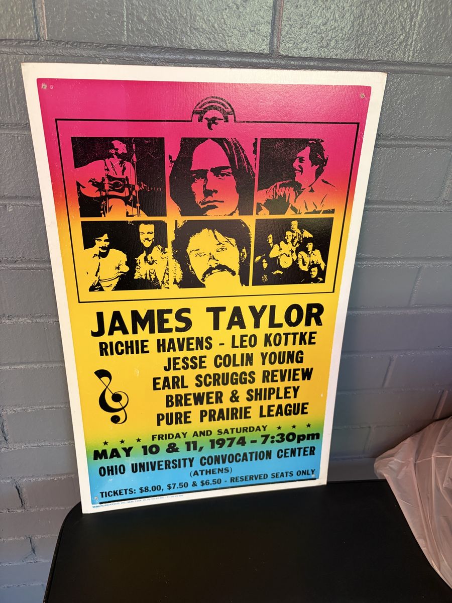 1974 James Taylor walking man tour cardboard poster art