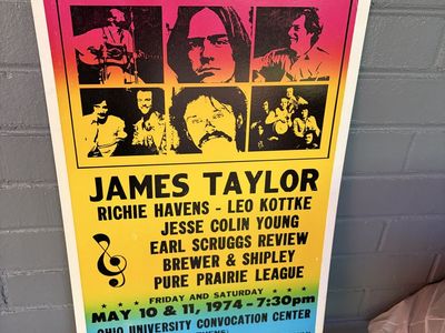 1974 James Taylor walking man tour cardboard poster art