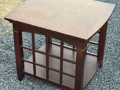 Rustic Farmhouse Wood End Table with Shelf - 24x24 Inches