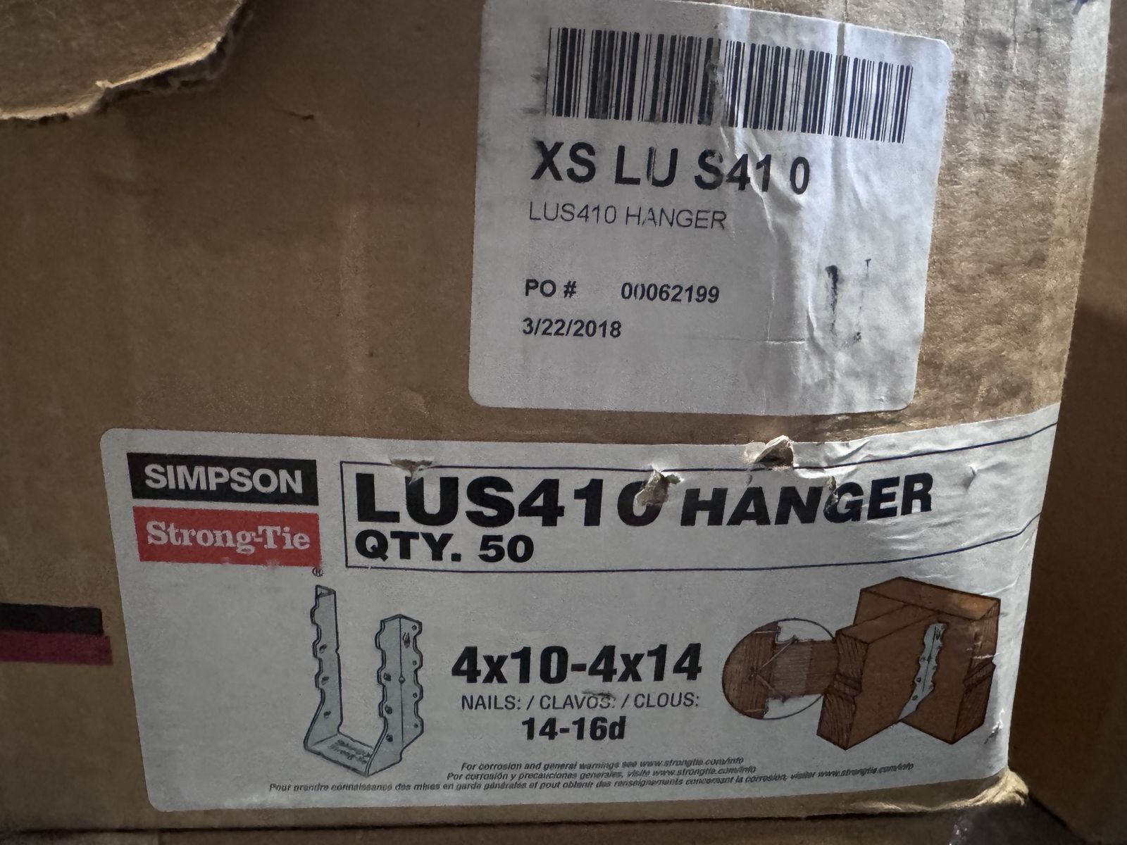 Simpson Strong-Tie LUS410 Joist Hanger (box of 50)
