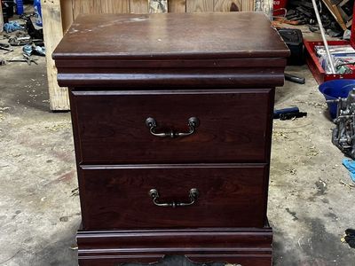 Dark Cherry Wood 2-Drawer Nightstand Side Table