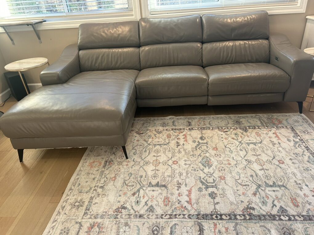 Grey Leather Sectional Sofa