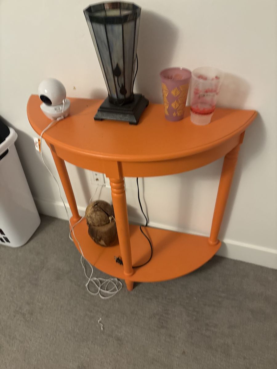 Orange Half Moon Console Table Accent Entryway Side Table Wood Furniture