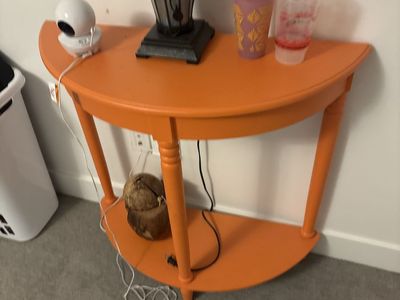 Orange Half Moon Console Table Accent Entryway Side Table Wood Furniture