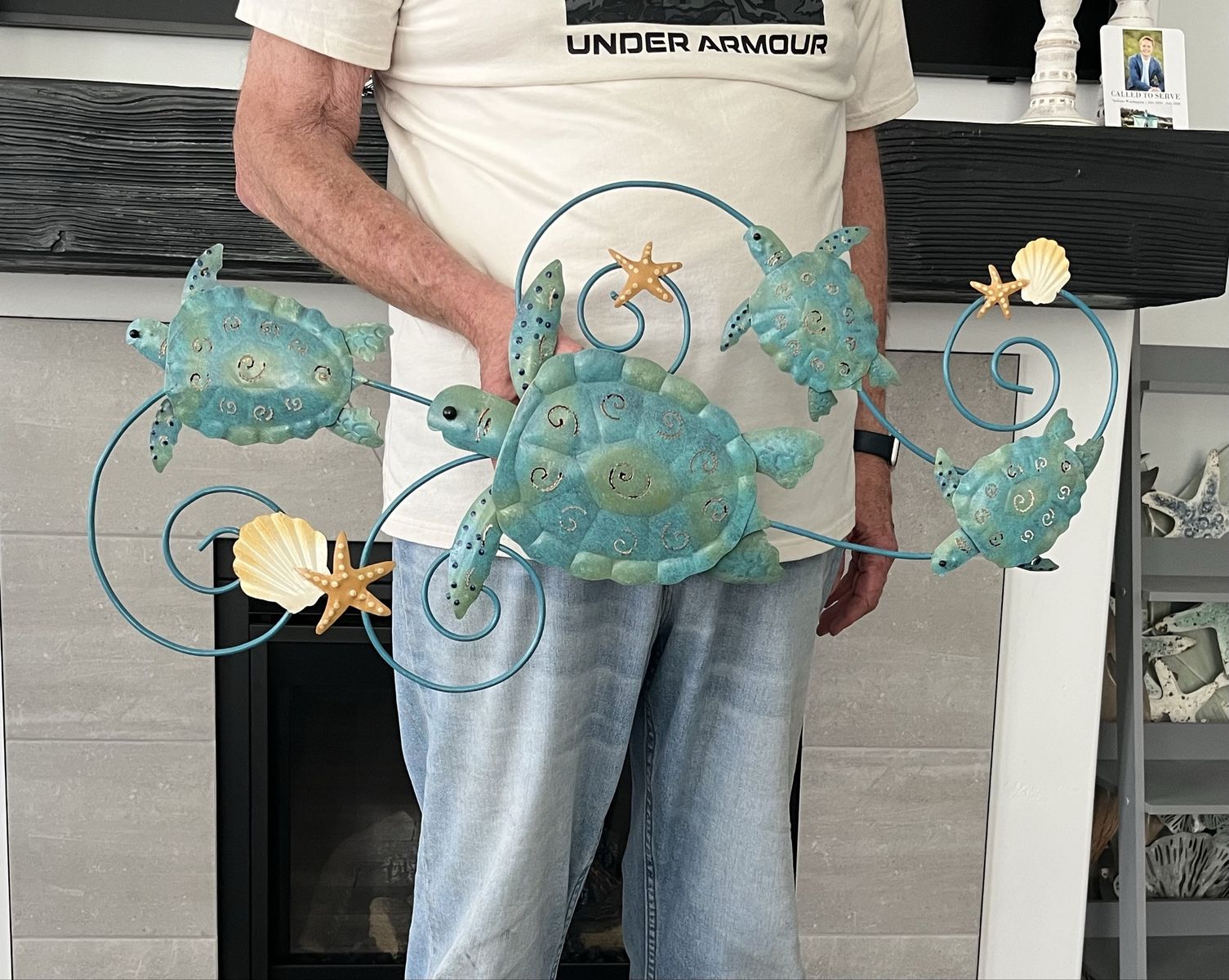 Two 28 1/2” long Metal Sea Turtle Wall Art Coastal Decor