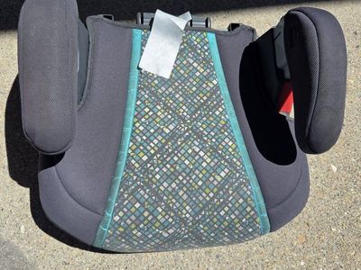 Kids Booster Seat - Gray/Teal Geometric Pattern, Portable Child Car Safety Seat