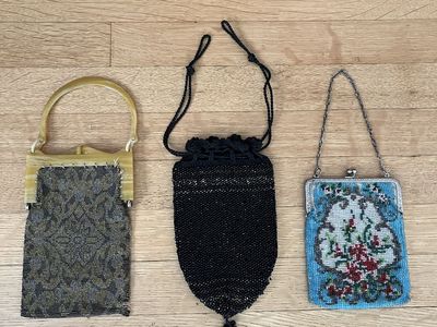 Three Vintage/Antique Unusual Purses -Bake Lite and Beaded