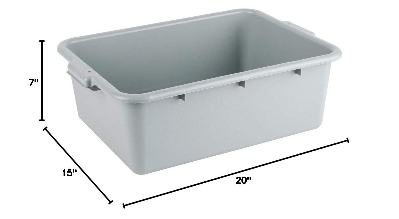 New 12 Choice 20" x 15" x 7" Gray Polypropylene Bus Tub / Food Storage Boxes 