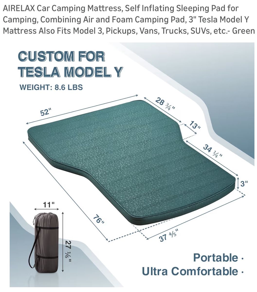 Tesla Foam and Air Mattress for Roadtrips and Camping