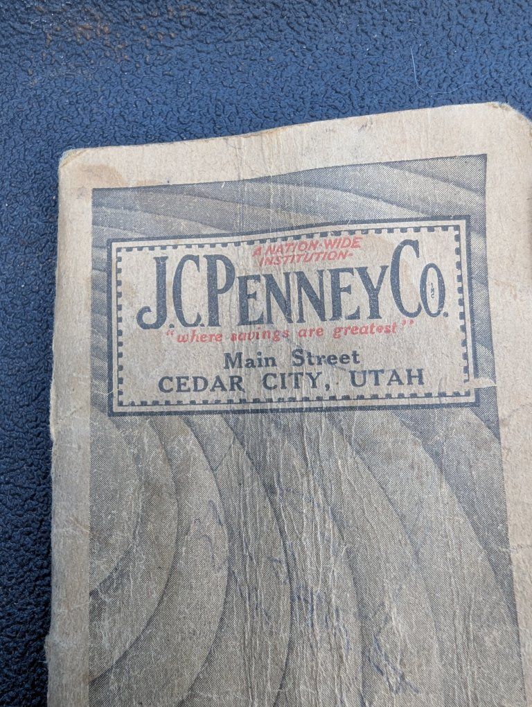 Cedar City, Utah Notepad 1928 J.C. Penney