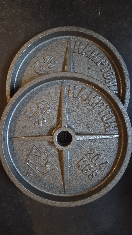 Hampton 45lb Cast Iron Olympic Weight Plates (Pair)