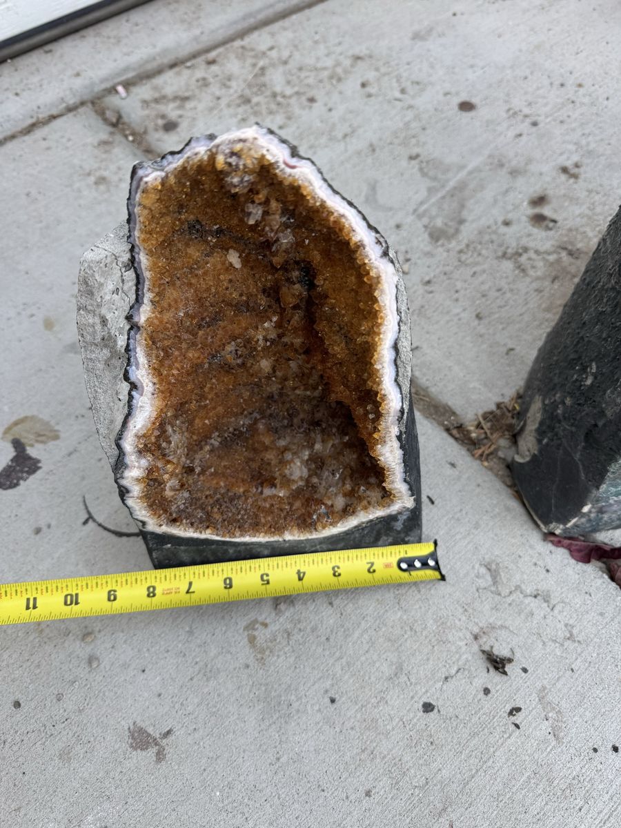 Large Citrine Crystal Geode Specimen - Approx 13" Height
