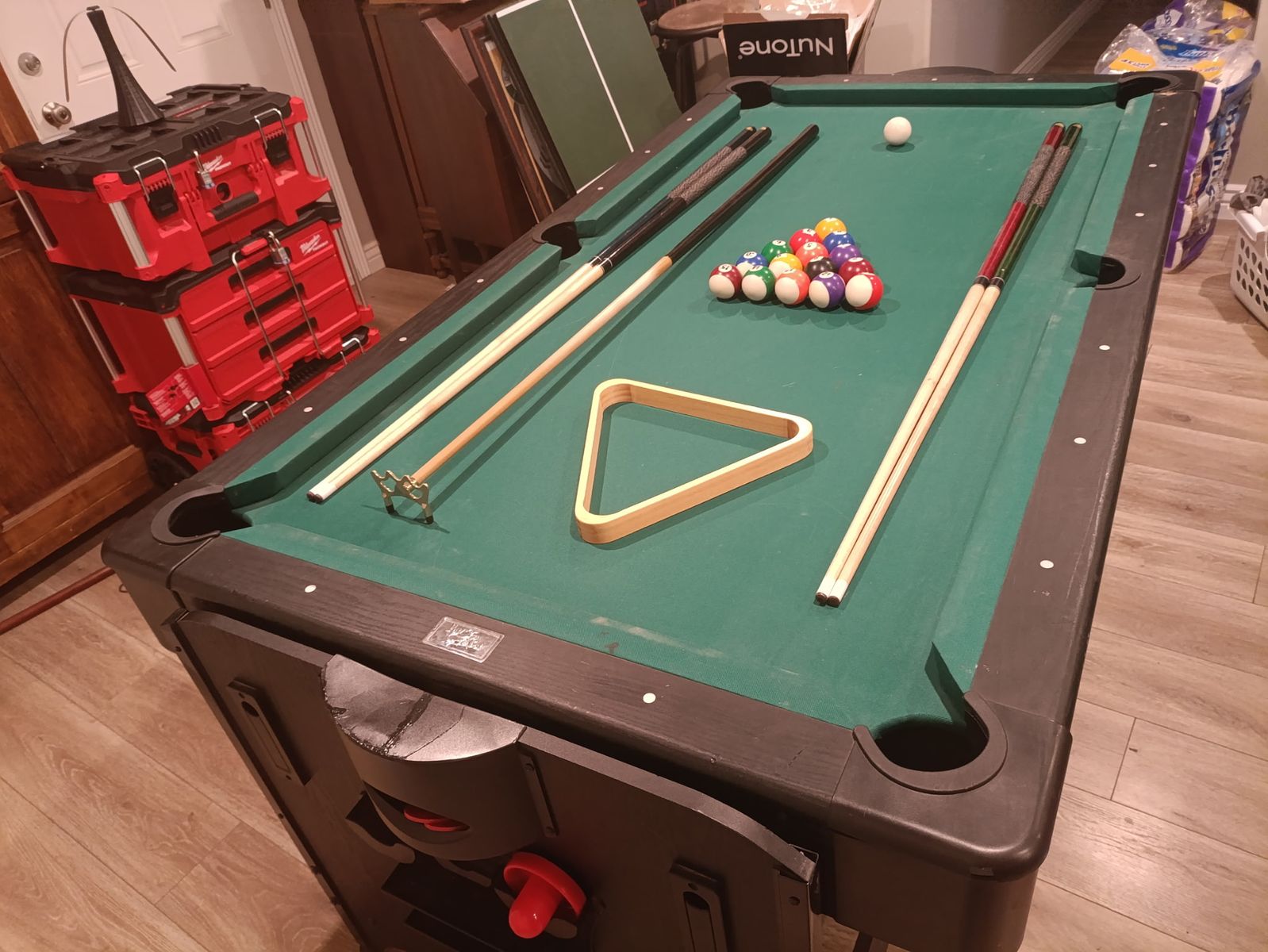 3 in 1 Game Table with accessories, Pool / Billiard, Air Hockey, Ping Pong - Full Set for Family Fun