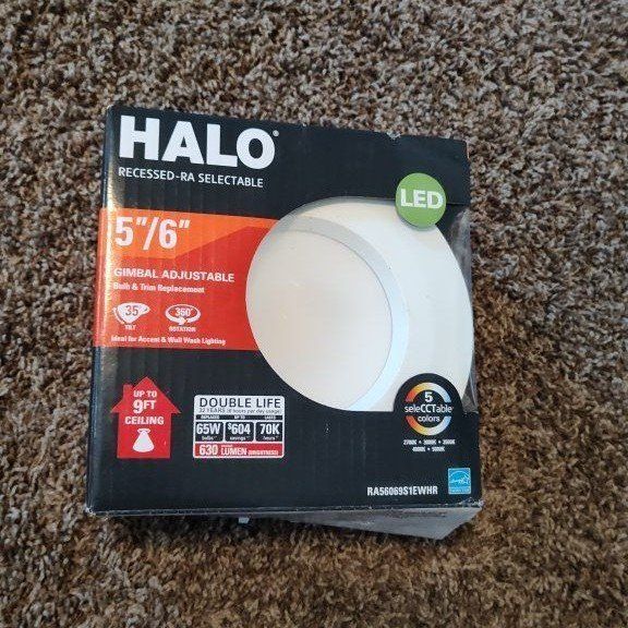 2 LED flat ceiling can lights 5" 6" multi color white set of 2 - new in box