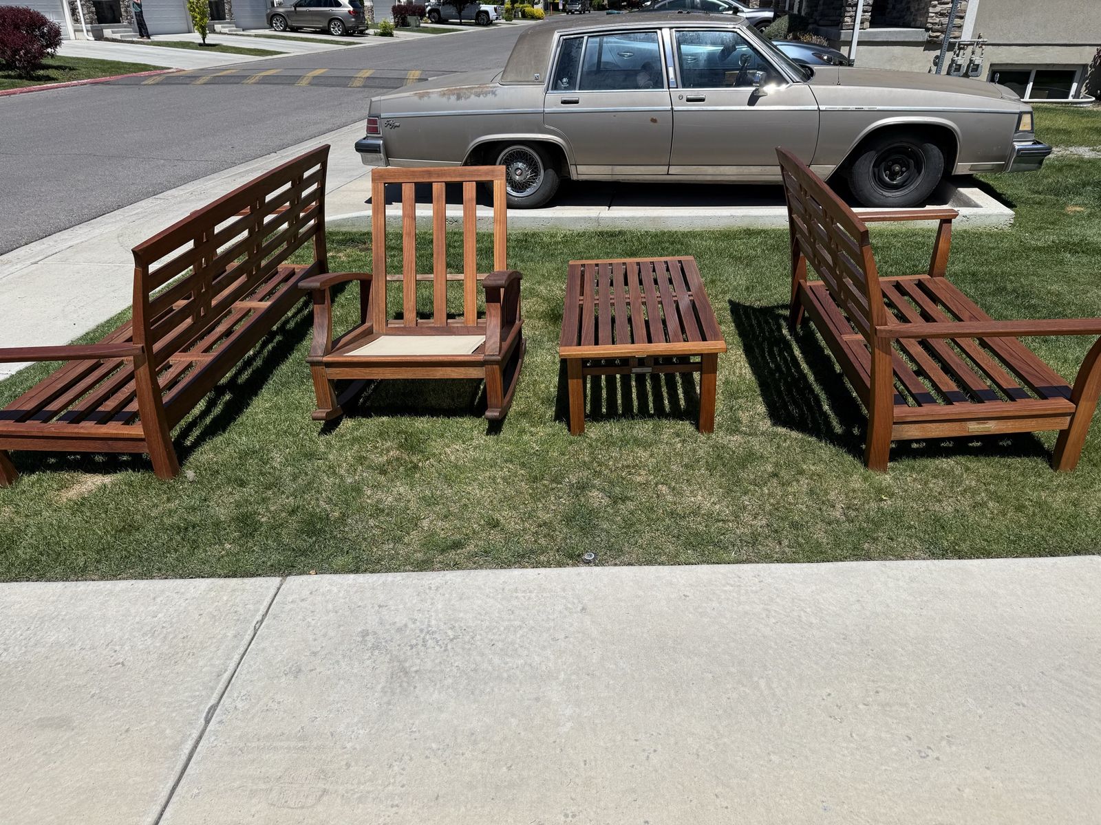 Teak Deck Furniture Set, Refinished