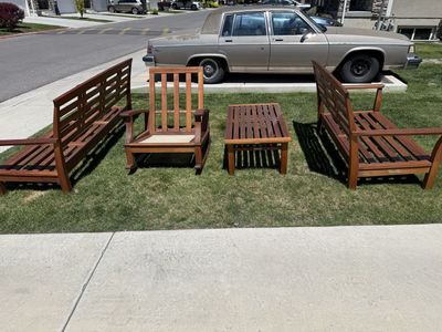 Teak Deck Furniture Set, Refinished