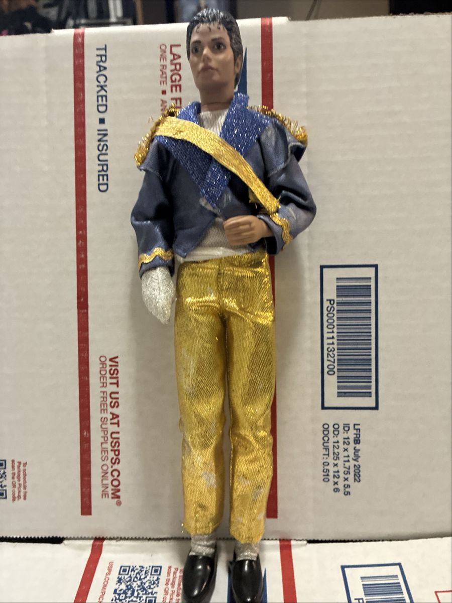 Michael Jackson King of Pop Doll Action Figure Blue Gold Uniform Vintage Collectible