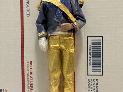 Michael Jackson King of Pop Doll Action Figure Blue Gold Uniform Vintage Collectible