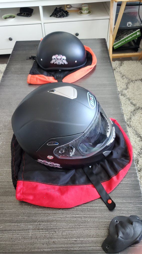 Bilt Motorcycle Helmets - Black, Full-Face & Half-Helmet Combo, Great Condition $100 OBO