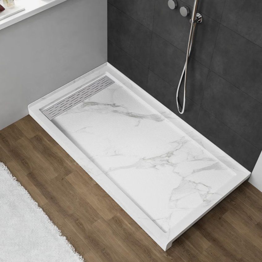 MORVANO 60 x 32 Shower Base with Single Threshold Rectangular Left Drain Location Shower Base,Shower Pan With Stainless Steel Co