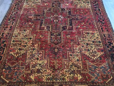 Vintage Persian Heriz, Handknotted Wool Rug, ~7x10