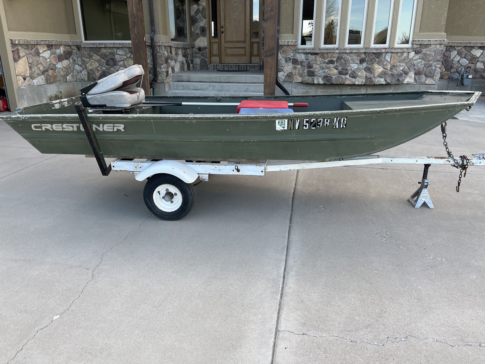 Aluminum ONE OWNER 12' Jon boat with trailer and extras