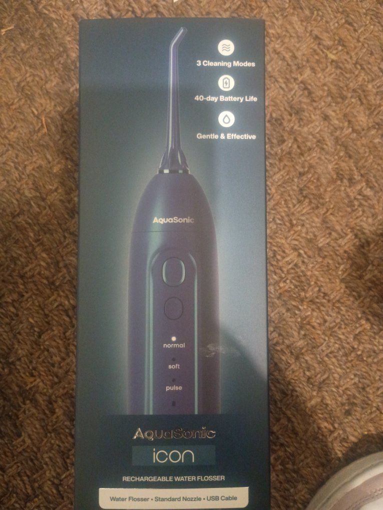 AquaSonic Icon Rechargeable Water Flosser - 3 Cleaning Modes, 40-Day Battery Life