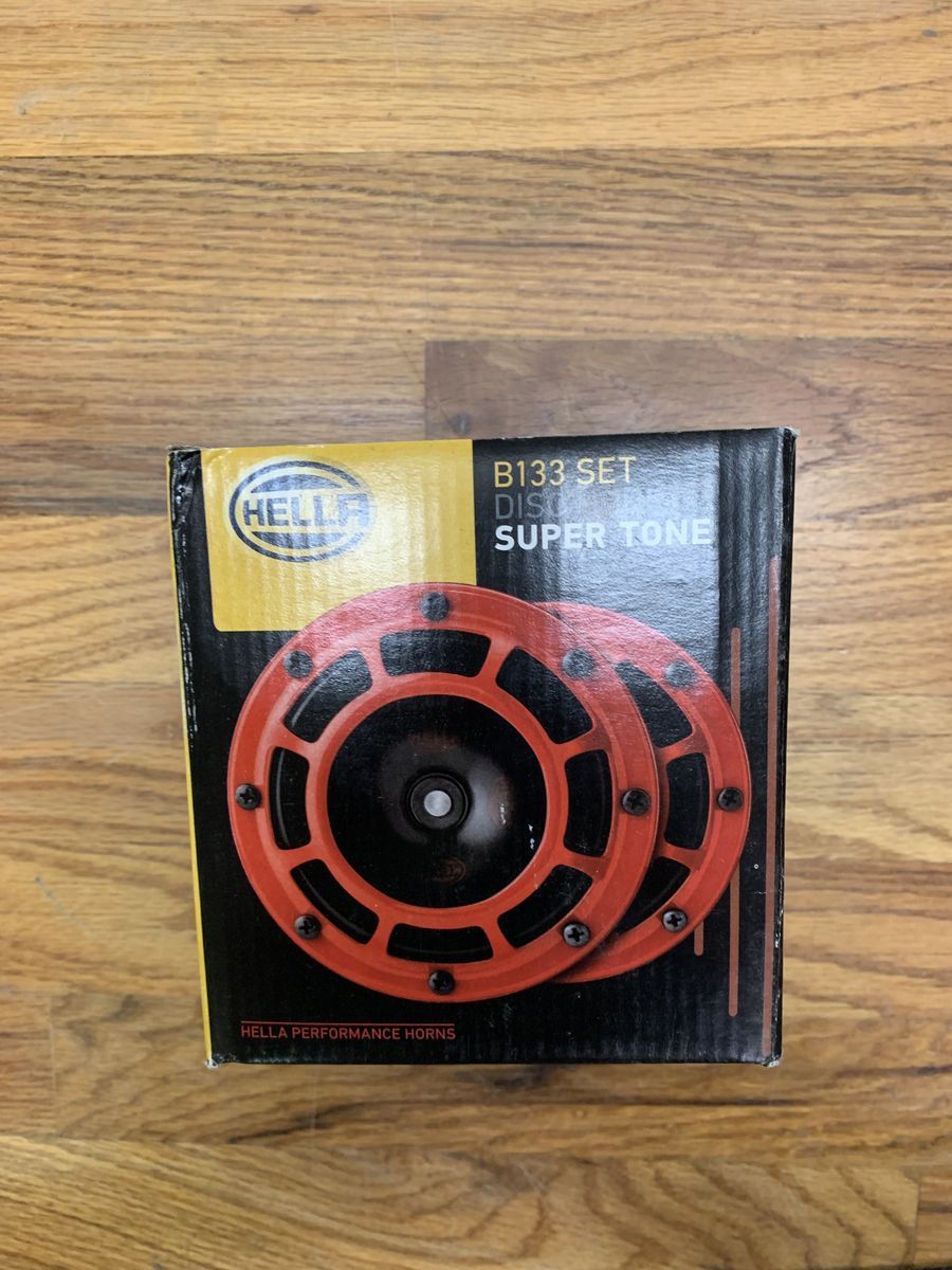 Hella HORN S-TONE 12V SET 66W RED BOX (B133) 003399801 Subaru WRX STI EVO Honda Civic Mazda Toyota Dodge