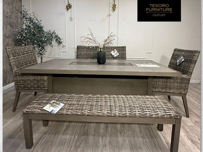 NEW HALSTEAD PATIO FIRE DINING SET