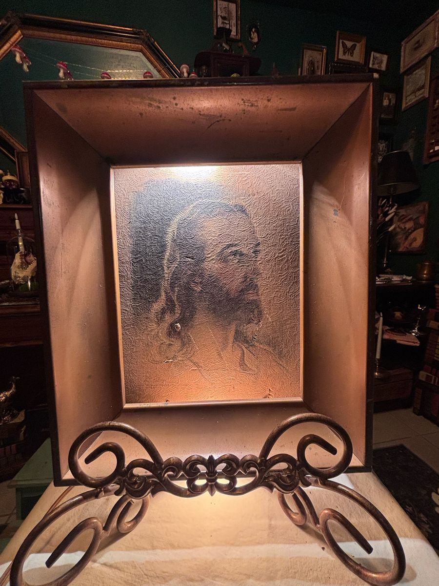 Vintage Embossed Foil Sacred Portrait of Christ