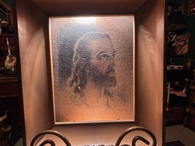 Vintage Embossed Foil Sacred Portrait of Christ