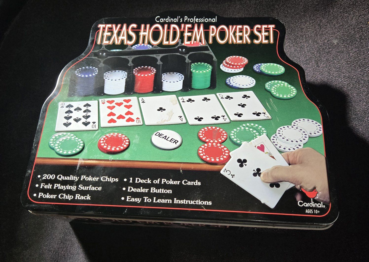 poker chips cards with tin