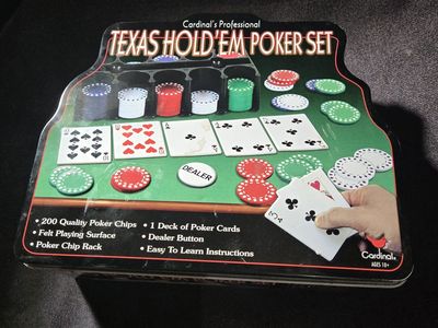 poker chips cards with tin