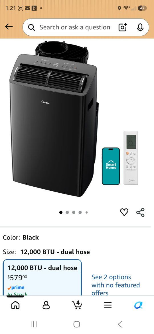 Air conditioner Midea 10,000 BTU with inverter (new). Very efficient.