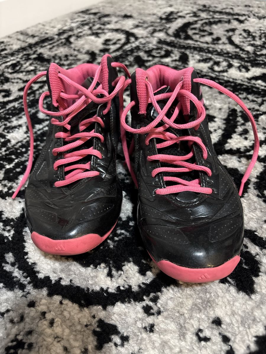 Adidas Black and Pink Athletic Shoes Size US 4