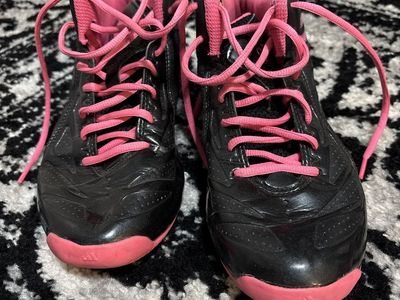 Adidas Black and Pink Athletic Shoes Size US 4