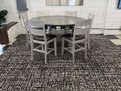 COSTCO ASHLYN SQUARE TO ROUND COUNTER HEIGHT 7-PIECE DINING TABLE SET!!
