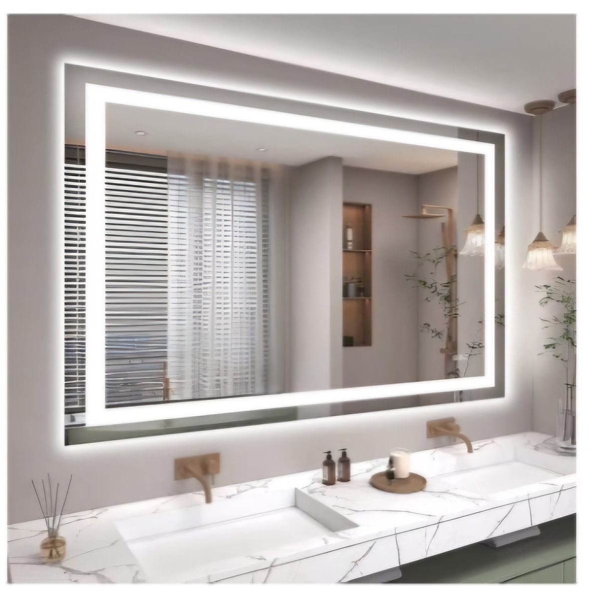 48"X36" LED Bathroom Mirror with Lights, Anti-Fog, Dimmable, Backlit + Front Lit, Smart Bathroom Vanity Mirror, Memory Function